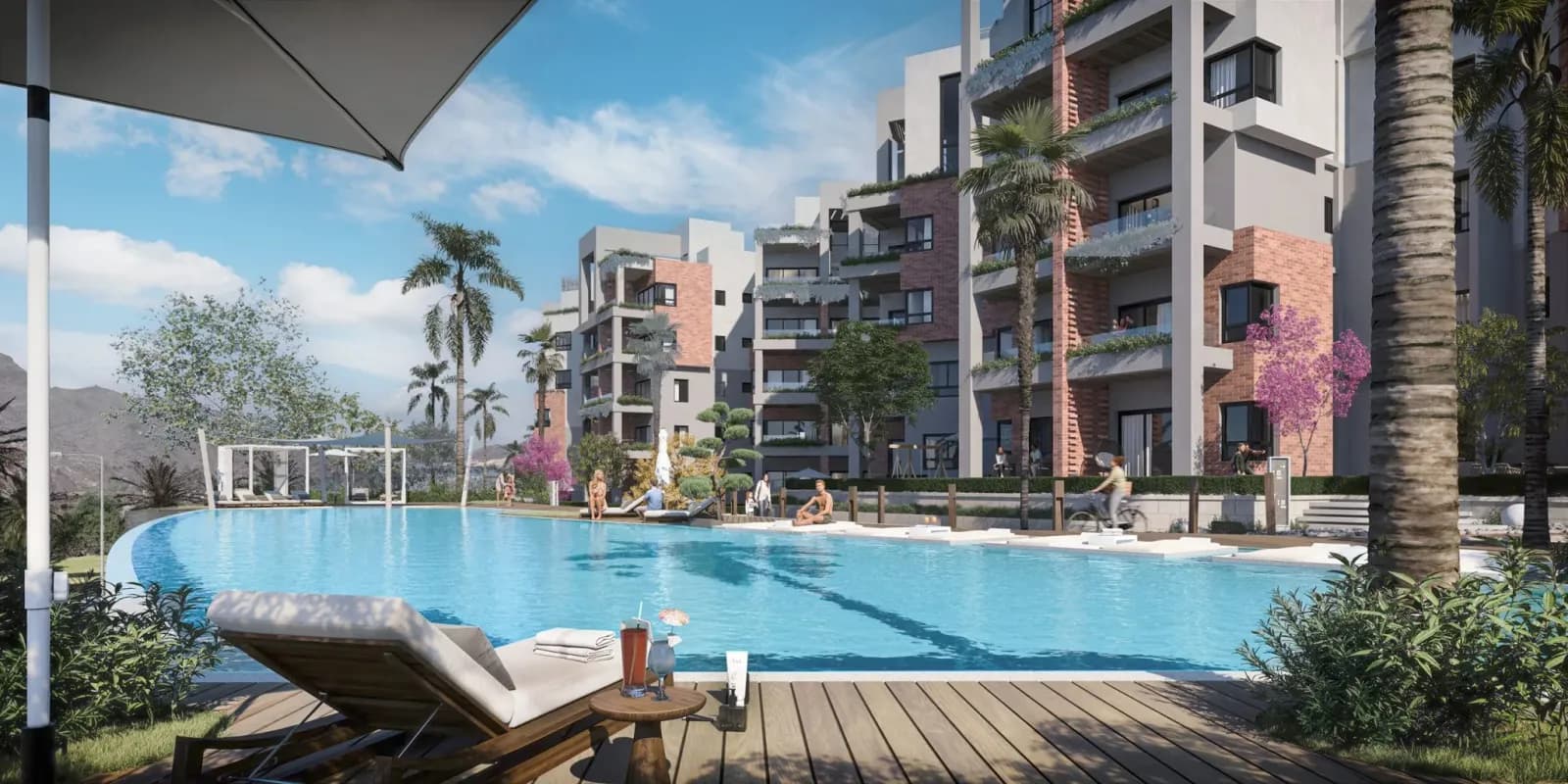 Zen Residences pool and buildings, official developer rendering